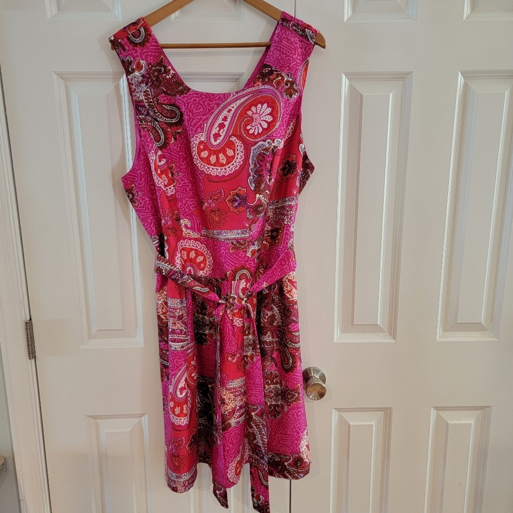 Amanda Charles Hot Pink Paisley Print Fit &‎ Flare Mini Dress 16
